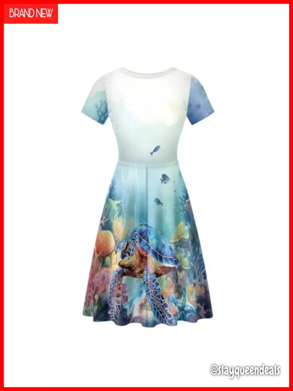 Geometric Aztec Midi Swing Dress with Round Neck